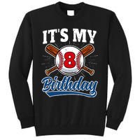 8 Years Old Baseball Player 8th Birthday Party Tall Sweatshirt