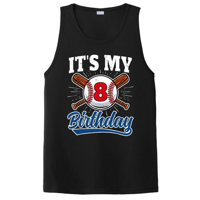 8 Years Old Baseball Player 8th Birthday Party PosiCharge Competitor Tank