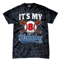 8 Years Old Baseball Player 8th Birthday Party Tie-Dye T-Shirt