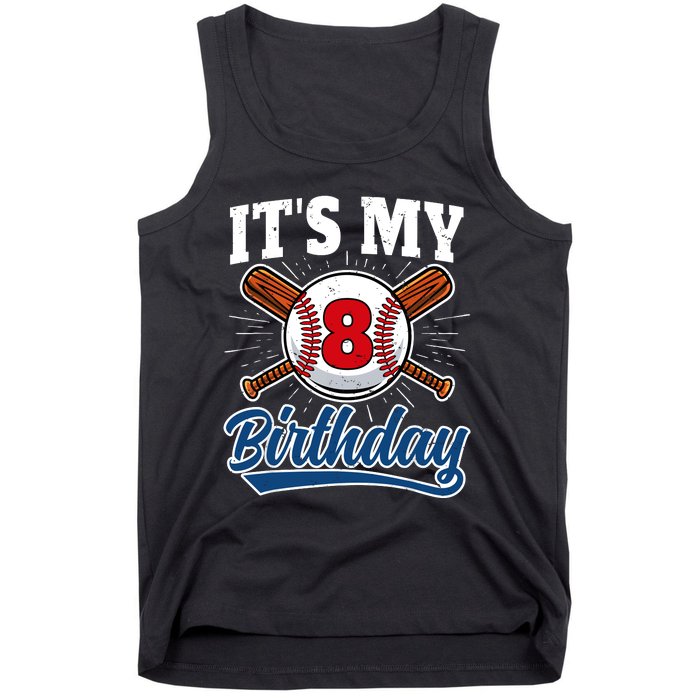 8 Years Old Baseball Player 8th Birthday Party Tank Top