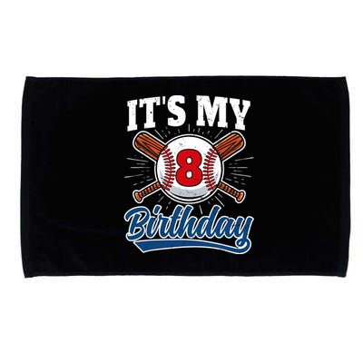 8 Years Old Baseball Player 8th Birthday Party Microfiber Hand Towel