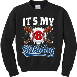 8 Years Old Baseball Player 8th Birthday Party Kids Sweatshirt