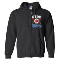 8 Years Old Baseball Player 8th Birthday Party Full Zip Hoodie