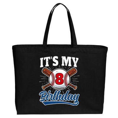 8 Years Old Baseball Player 8th Birthday Party Cotton Canvas Jumbo Tote