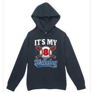 8 Years Old Baseball Player 8th Birthday Party Urban Pullover Hoodie