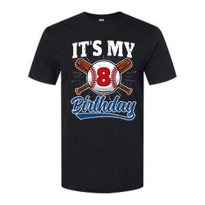 8 Years Old Baseball Player 8th Birthday Party Softstyle CVC T-Shirt