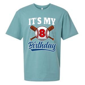 8 Years Old Baseball Player 8th Birthday Party Sueded Cloud Jersey T-Shirt