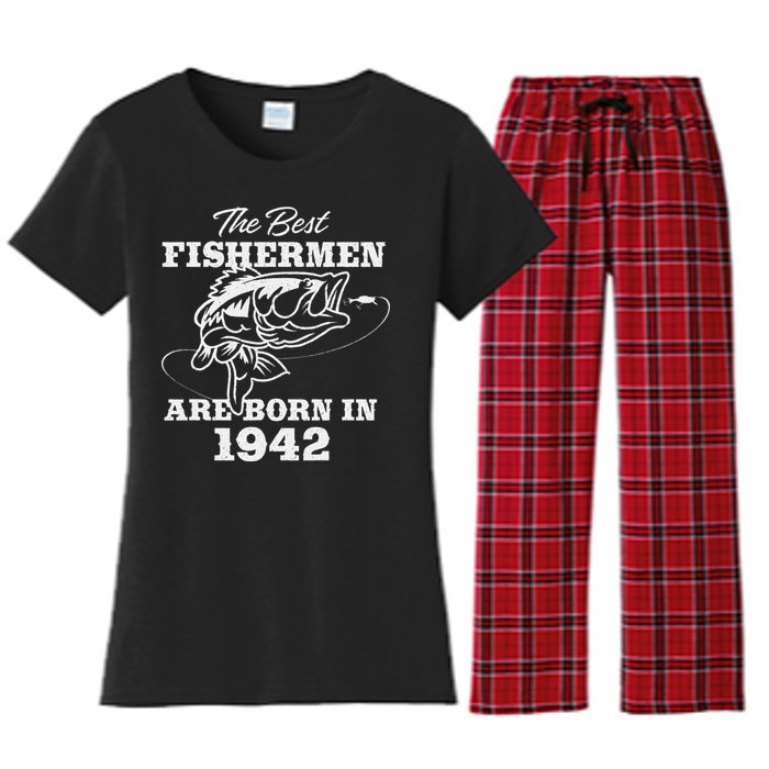 81 Year Old Fisherman Fishing 1942 81st Birthday Gift Women's Flannel Pajama Set