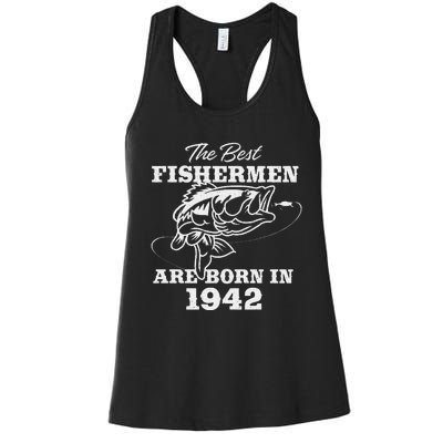 81 Year Old Fisherman Fishing 1942 81st Birthday Gift Women's Racerback Tank