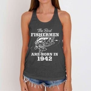 81 Year Old Fisherman Fishing 1942 81st Birthday Gift Women's Knotted Racerback Tank