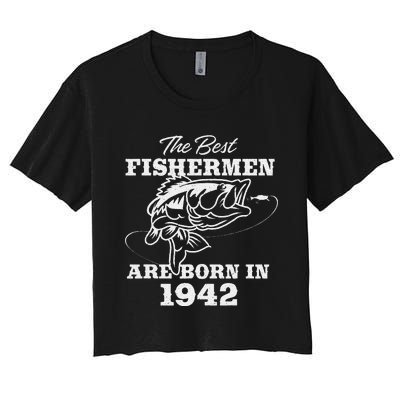 81 Year Old Fisherman Fishing 1942 81st Birthday Gift Women's Crop Top Tee