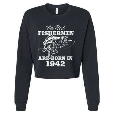 81 Year Old Fisherman Fishing 1942 81st Birthday Gift Cropped Pullover Crew