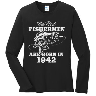 81 Year Old Fisherman Fishing 1942 81st Birthday Gift Ladies Long Sleeve Shirt