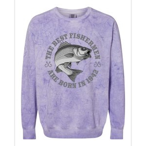 81 Year Old Fisherman Fishing 1942 81st Birthday Colorblast Crewneck Sweatshirt