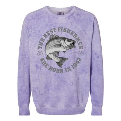 81 Year Old Fisherman Fishing 1942 81st Birthday Colorblast Crewneck Sweatshirt