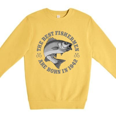 81 Year Old Fisherman Fishing 1942 81st Birthday Premium Crewneck Sweatshirt