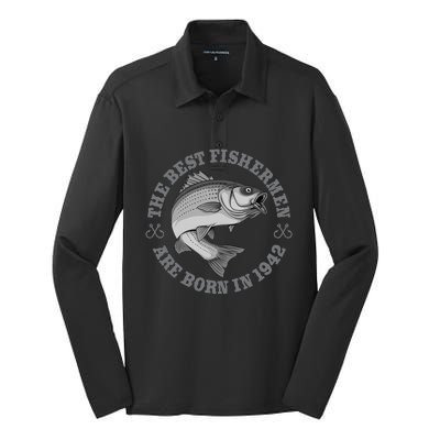 81 Year Old Fisherman Fishing 1942 81st Birthday Silk Touch Performance Long Sleeve Polo