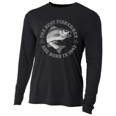 81 Year Old Fisherman Fishing 1942 81st Birthday Cooling Performance Long Sleeve Crew