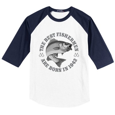 81 Year Old Fisherman Fishing 1942 81st Birthday Baseball Sleeve Shirt