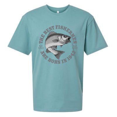 81 Year Old Fisherman Fishing 1942 81st Birthday Sueded Cloud Jersey T-Shirt