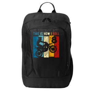 8 Year Old Birthday Boy Motocross 8th Birthday Dirt Bike City Backpack