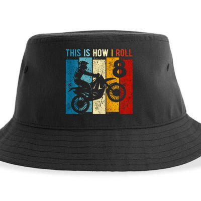 8 Year Old Birthday Boy Motocross 8th Birthday Dirt Bike Sustainable Bucket Hat