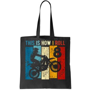 8 Year Old Birthday Boy Motocross 8th Birthday Dirt Bike Tote Bag