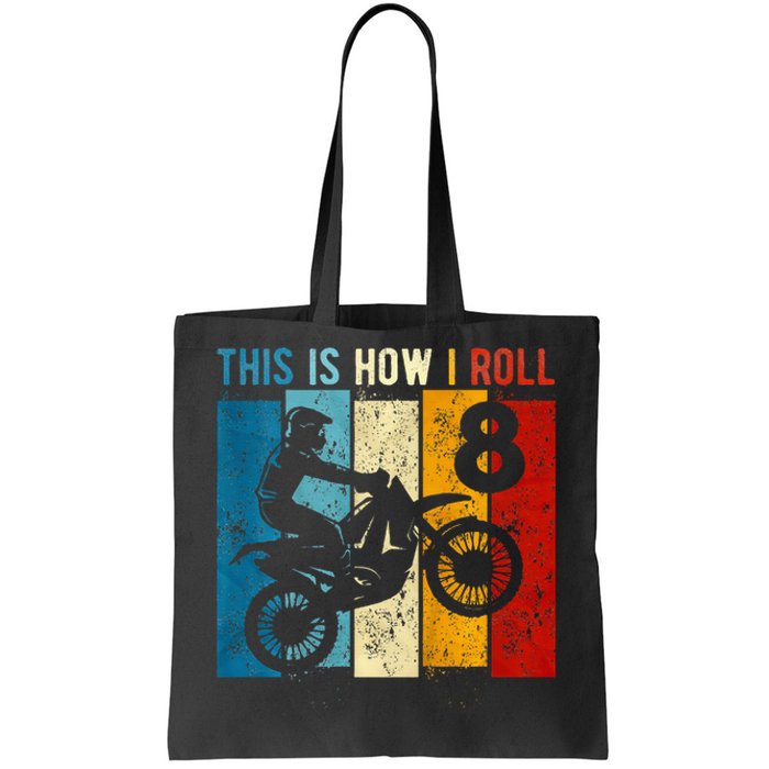 8 Year Old Birthday Boy Motocross 8th Birthday Dirt Bike Tote Bag