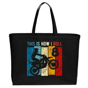 8 Year Old Birthday Boy Motocross 8th Birthday Dirt Bike Cotton Canvas Jumbo Tote