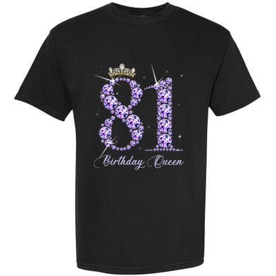 81 Year Old Its My 81st Birthday Queen Diamond Heels Crown Garment-Dyed Heavyweight T-Shirt