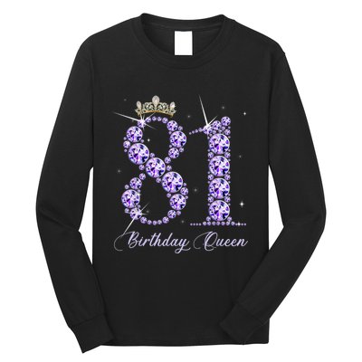 81 Year Old Its My 81st Birthday Queen Diamond Heels Crown Long Sleeve Shirt