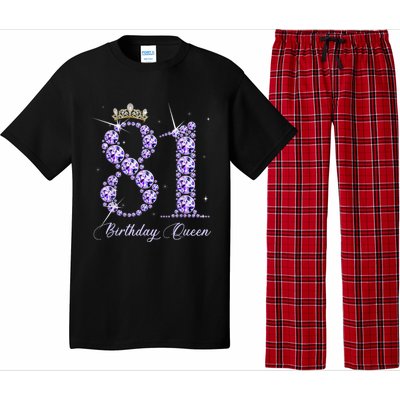 81 Year Old Its My 81st Birthday Queen Diamond Heels Crown Pajama Set