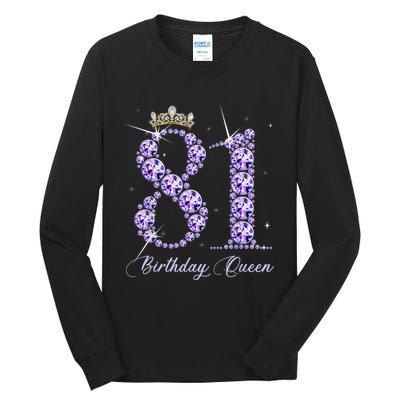 81 Year Old Its My 81st Birthday Queen Diamond Heels Crown Tall Long Sleeve T-Shirt