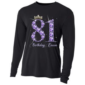 81 Year Old Its My 81st Birthday Queen Diamond Heels Crown Cooling Performance Long Sleeve Crew