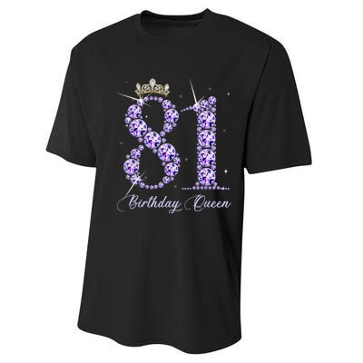 81 Year Old Its My 81st Birthday Queen Diamond Heels Crown Performance Sprint T-Shirt