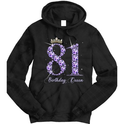 81 Year Old Its My 81st Birthday Queen Diamond Heels Crown Tie Dye Hoodie