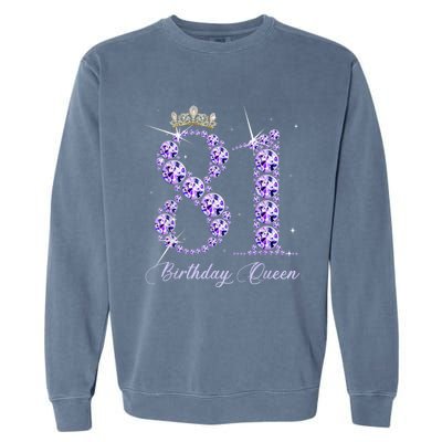 81 Year Old Its My 81st Birthday Queen Diamond Heels Crown Garment-Dyed Sweatshirt