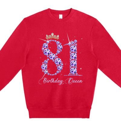 81 Year Old Its My 81st Birthday Queen Diamond Heels Crown Premium Crewneck Sweatshirt