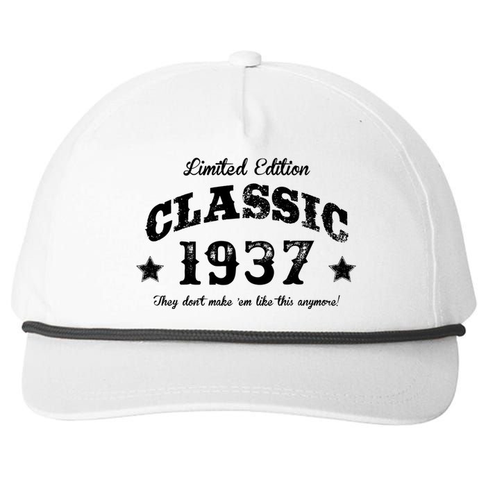 85 Years Old Vintage Retro Classic Car 1937 Snapback Five-Panel Rope Hat