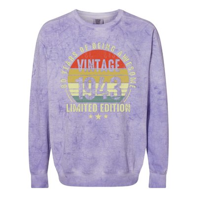 80 Year Old Vintage 1943 Limited Edition 80th Birthday Gift Ideas Colorblast Crewneck Sweatshirt