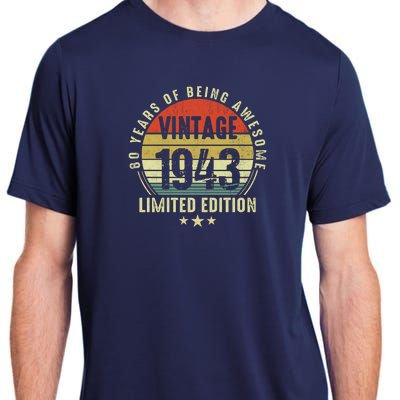 80 Year Old Vintage 1943 Limited Edition 80th Birthday Gift Ideas Adult ChromaSoft Performance T-Shirt