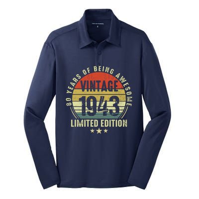 80 Year Old Vintage 1943 Limited Edition 80th Birthday Gift Ideas Silk Touch Performance Long Sleeve Polo