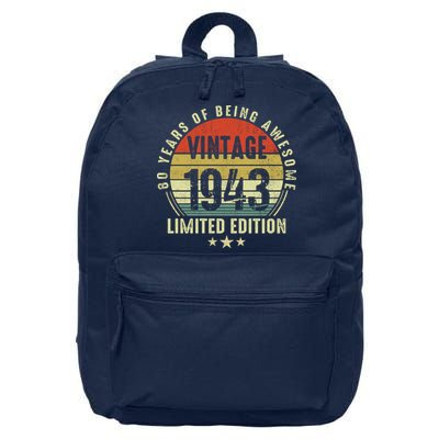80 Year Old Vintage 1943 Limited Edition 80th Birthday Gift Ideas 16 in Basic Backpack