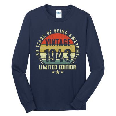 80 Year Old Vintage 1943 Limited Edition 80th Birthday Gift Ideas Tall Long Sleeve T-Shirt