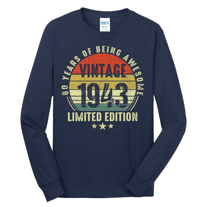 80 Year Old Vintage 1943 Limited Edition 80th Birthday Gift Ideas Tall Long Sleeve T-Shirt