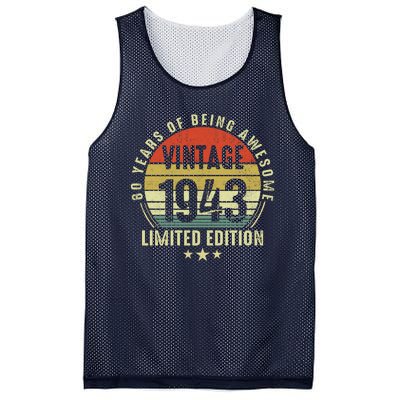 80 Year Old Vintage 1943 Limited Edition 80th Birthday Gift Ideas Mesh Reversible Basketball Jersey Tank