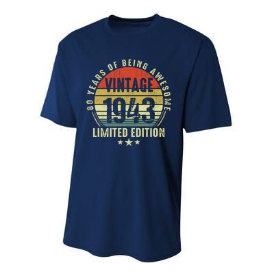 80 Year Old Vintage 1943 Limited Edition 80th Birthday Gift Ideas Performance Sprint T-Shirt