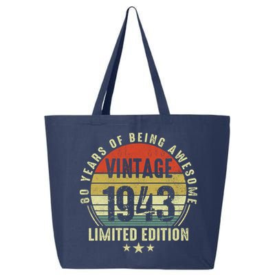 80 Year Old Vintage 1943 Limited Edition 80th Birthday Gift Ideas 25L Jumbo Tote
