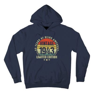 80 Year Old Vintage 1943 Limited Edition 80th Birthday Gift Ideas Tall Hoodie