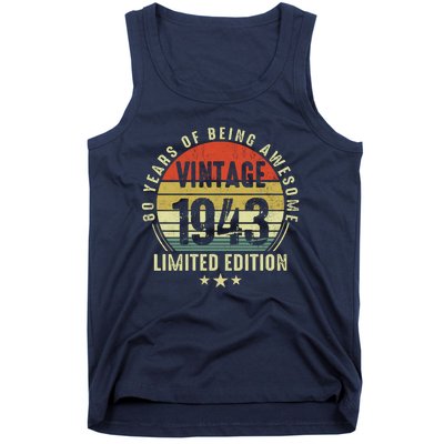 80 Year Old Vintage 1943 Limited Edition 80th Birthday Gift Ideas Tank Top